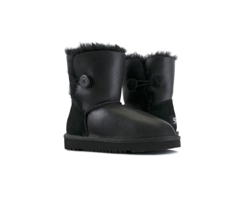 UGG KID'S BAILEY BUTTON METALLIC BLACK 