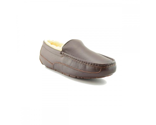 UGG MEN'S MOCCASINS ASCOT METALLIC CHOCOLATE