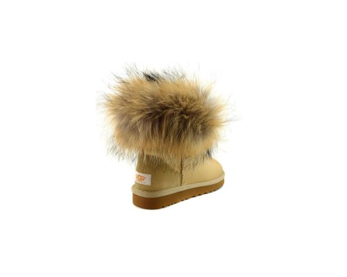 Ugg Mini Fox Fur Metallic Soft Gold