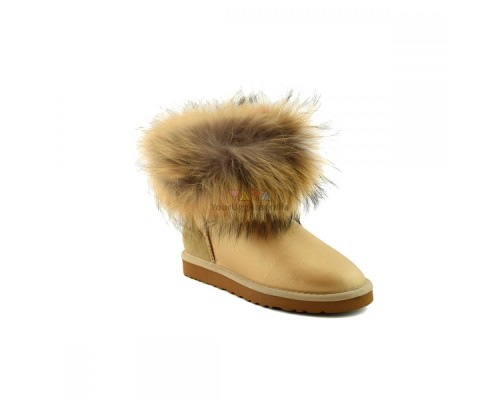 Ugg Mini Fox Fur Metallic Soft Gold