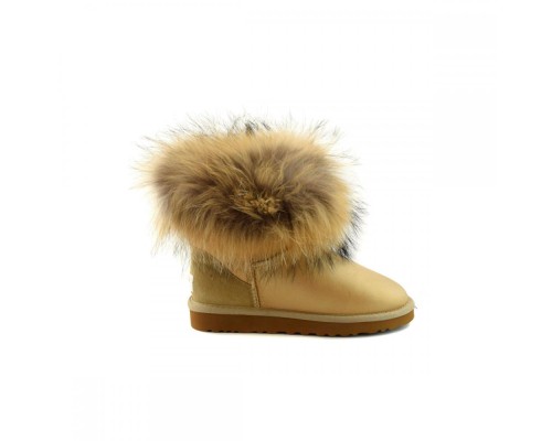 Ugg Mini Fox Fur Metallic Soft Gold