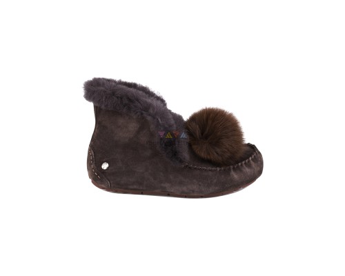 UGG MOCCASINS ALENA POM-POM CHOCOLATE