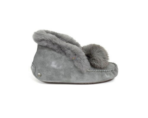 UGG MOCCASINS ALENA POM-POM GREY