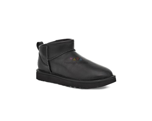 UGG MENS CLASSIC ULTRA MINI LEATHER BLACK