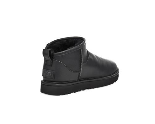 UGG MENS CLASSIC ULTRA MINI LEATHER BLACK