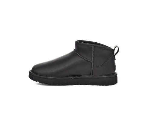 UGG MENS CLASSIC ULTRA MINI LEATHER BLACK