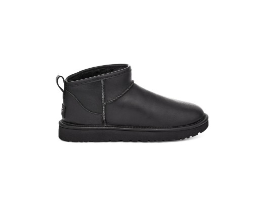 UGG MENS CLASSIC ULTRA MINI LEATHER BLACK