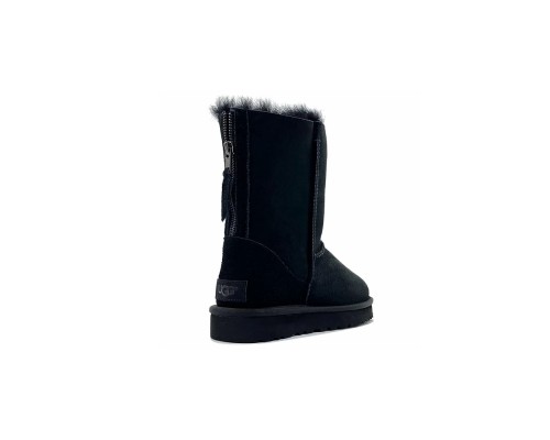 UGG CLASSIC SHORT ZIP II BLACK