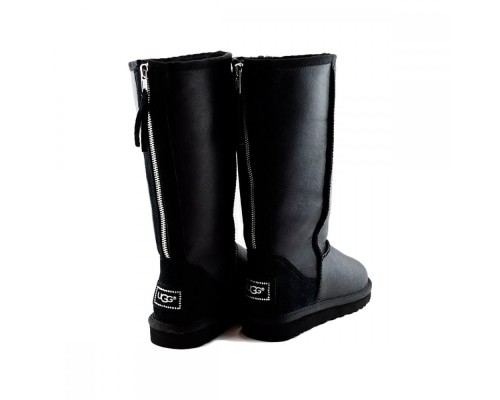 UGG CLASSIC TALL ZIP II METALLIC BLACK