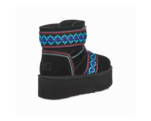 UGG CLASSIC MINI II BRAID PLATFORM BLACK