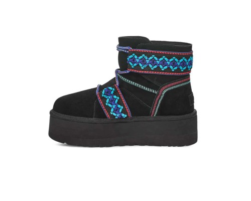 UGG CLASSIC MINI II BRAID PLATFORM BLACK