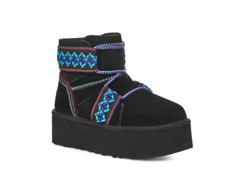 UGG CLASSIC MINI II BRAID PLATFORM BLACK