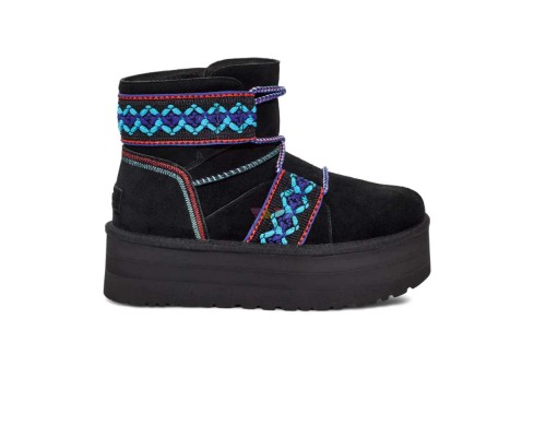 UGG CLASSIC MINI II BRAID PLATFORM BLACK