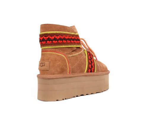UGG CLASSIC MINI II BRAID PLATFORM CHESTNUT