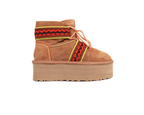 UGG CLASSIC MINI II BRAID PLATFORM CHESTNUT