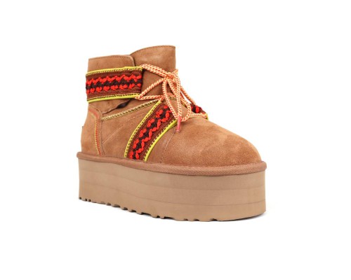 UGG CLASSIC MINI II BRAID PLATFORM CHESTNUT
