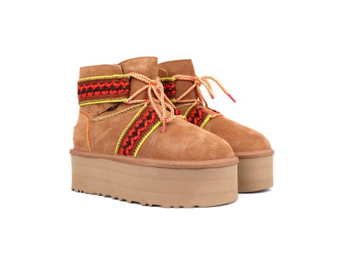 UGG CLASSIC MINI II BRAID PLATFORM CHESTNUT