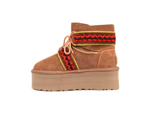 UGG CLASSIC MINI II BRAID PLATFORM CHESTNUT