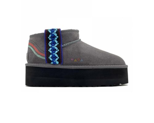 UGG CLASSIC ULTRA MINI BRAID PLATFORM GREY