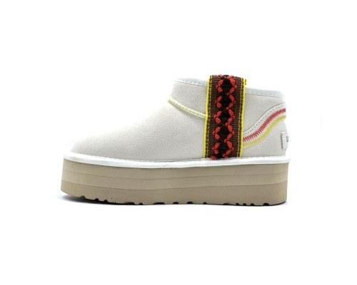 UGG CLASSIC ULTRA MINI BRAID PLATFORM WHITE