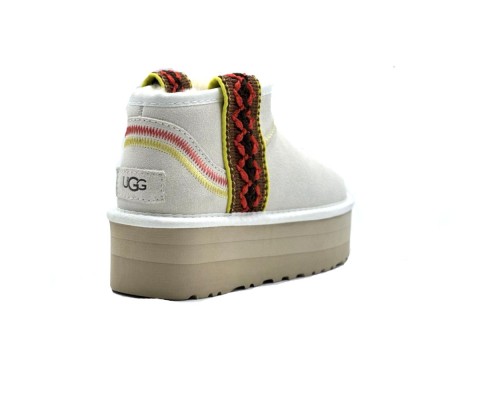 UGG CLASSIC ULTRA MINI BRAID PLATFORM WHITE