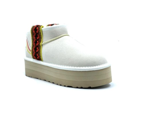 UGG CLASSIC ULTRA MINI BRAID PLATFORM WHITE