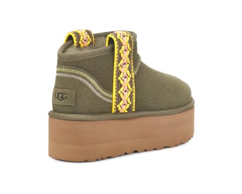 UGG CLASSIC ULTRA MINI BRAID PLATFORM BURT OLIVE