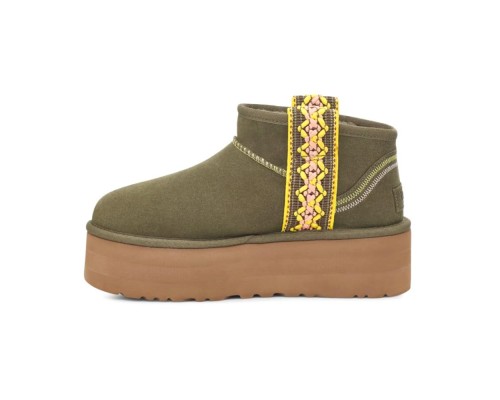 UGG CLASSIC ULTRA MINI BRAID PLATFORM BURT OLIVE