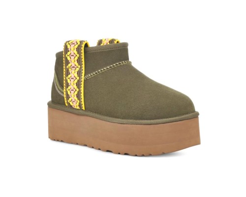 UGG CLASSIC ULTRA MINI BRAID PLATFORM BURT OLIVE