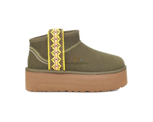 UGG CLASSIC ULTRA MINI BRAID PLATFORM BURT OLIVE