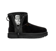 UGG CLASSIC MINI ZIPPER TAPE LOGO BLACK