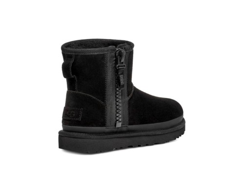 UGG CLASSIC MINI ZIPPER TAPE LOGO BLACK