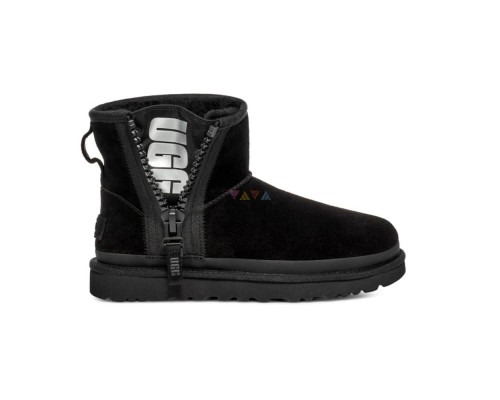 UGG CLASSIC MINI ZIPPER TAPE LOGO BLACK