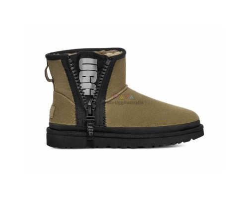 UGG CLASSIC MINI ZIPPER TAPE BURNT OLIVE