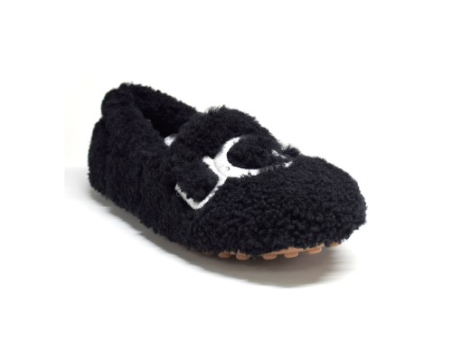 UGG WOMEN'S HAILEY FLAFF LOFER BLACK