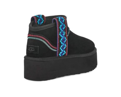 UGG CLASSIC ULTRA MINI BRAID PLATFORM BLACK