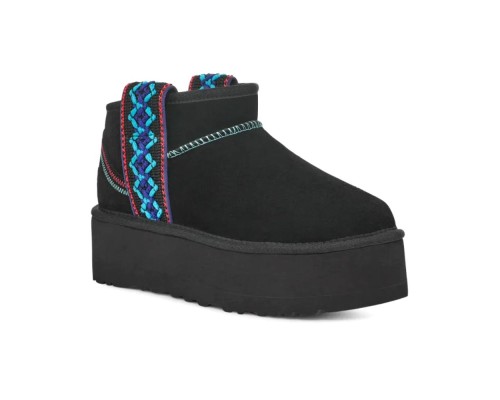UGG CLASSIC ULTRA MINI BRAID PLATFORM BLACK