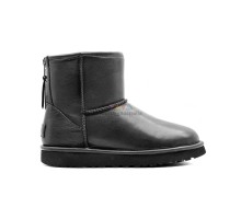 UGG CLASSIC ONE ZIP MINI LEATHER BLACK