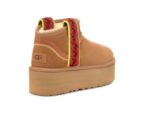 UGG CLASSIC ULTRA MINI BRAID PLATFORM CHESTNUT