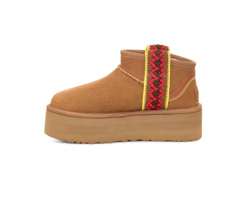 UGG CLASSIC ULTRA MINI BRAID PLATFORM CHESTNUT