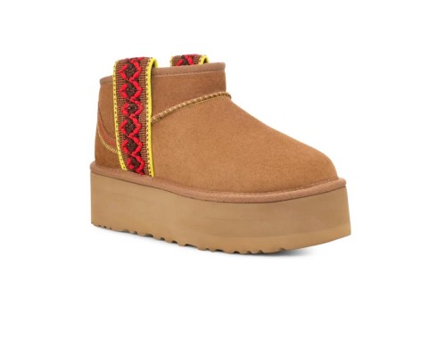 UGG CLASSIC ULTRA MINI BRAID PLATFORM CHESTNUT